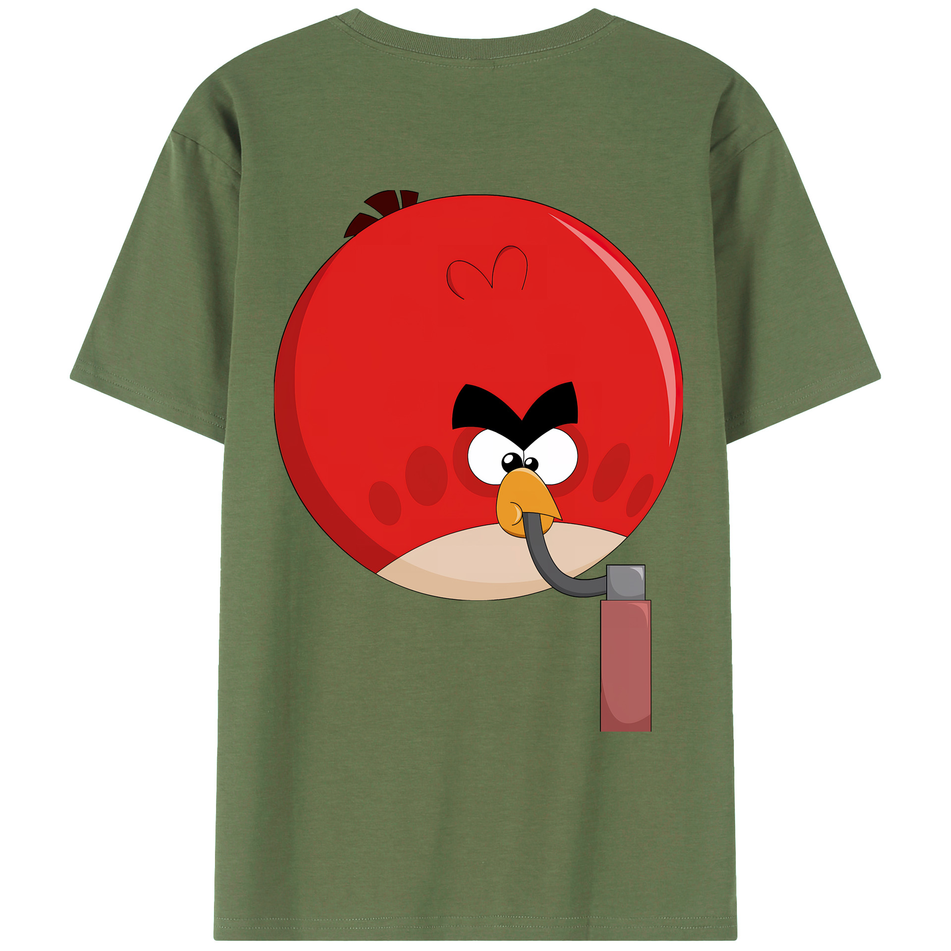 （画像用） Angry Birds アングリーバード 綿100％ メンズ半袖Tシャツ（バックプリント） 通気性